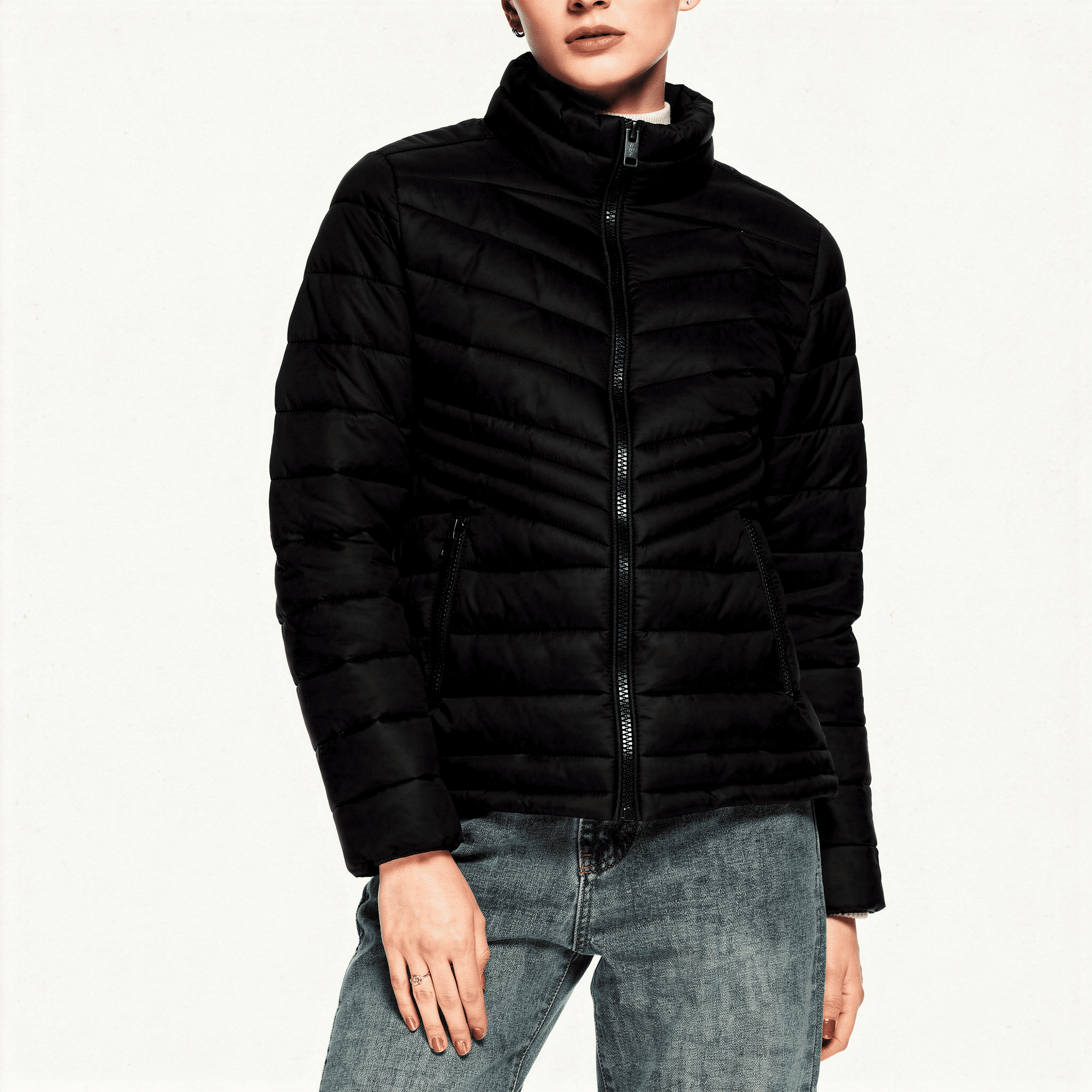 Jaqueta Puffer Feminina Leve Gola Alta Scaliny