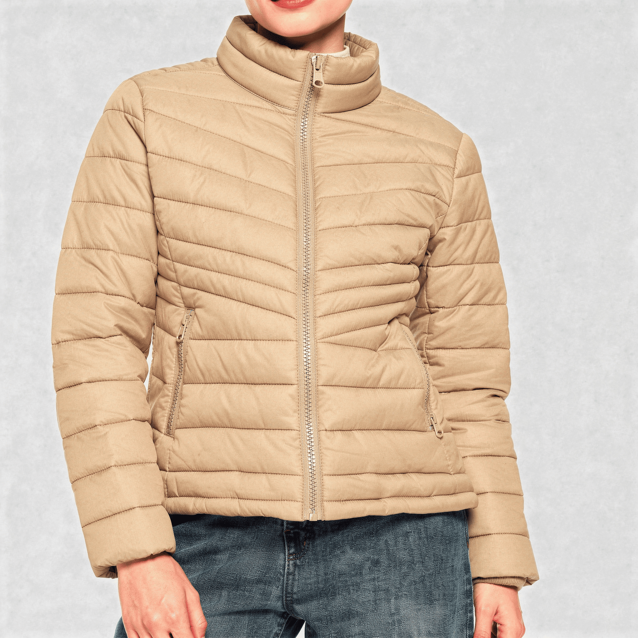 Jaqueta Puffer Feminina Leve Gola Alta Scaliny